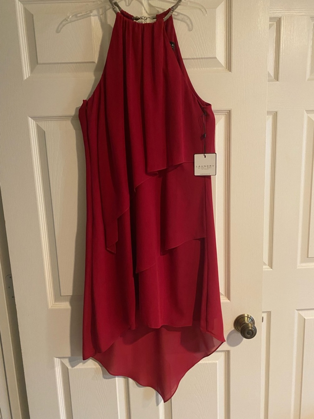 Laundry By Shelli Segal Red Halter Tiered Dress